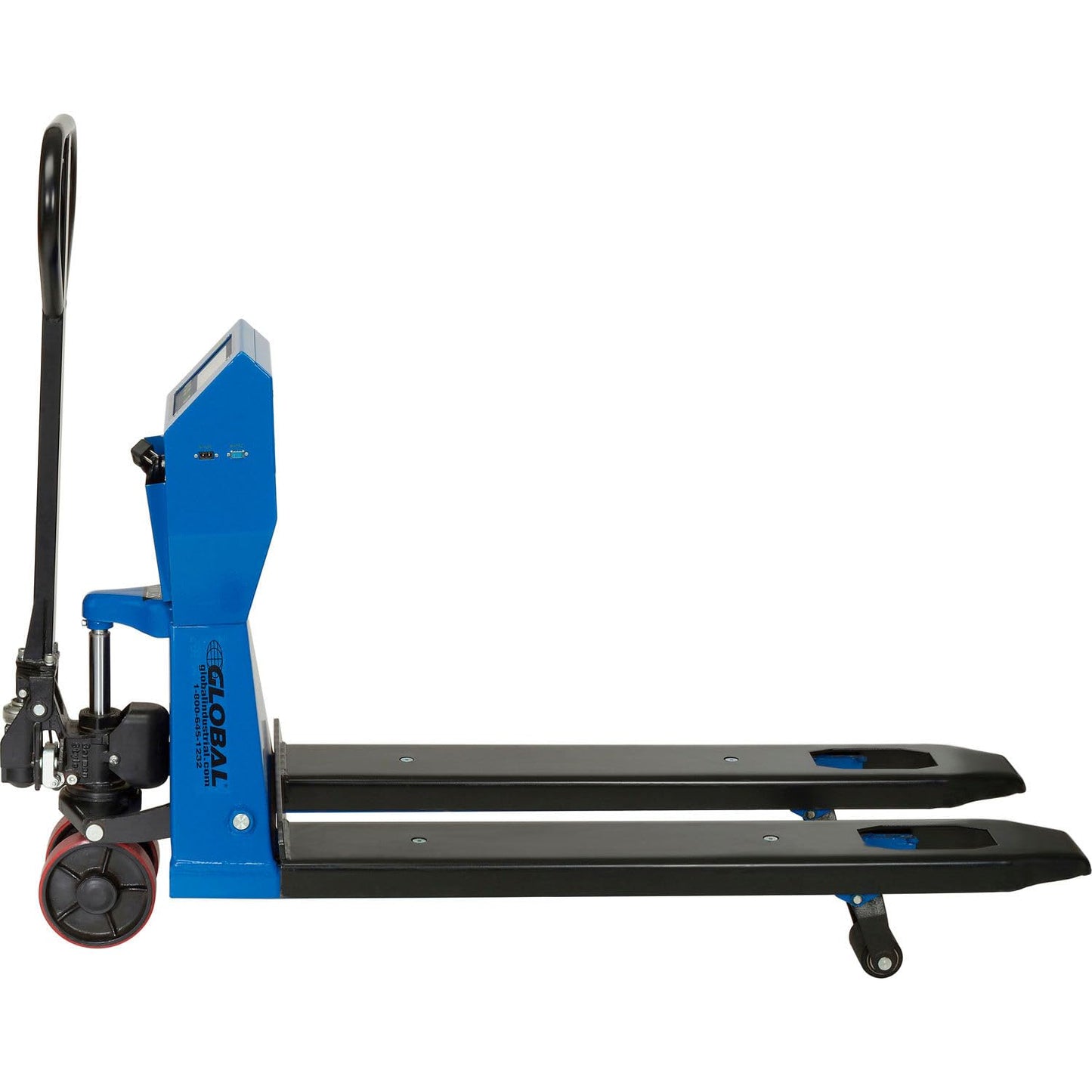 Global Industrial Low Profile Pallet Jack Scale Truck with 22" W x 48" L Forks, 5000 Lb. Capacity, Manual Duty Truck for Warehouse, Manufacturing and Loading Docks
