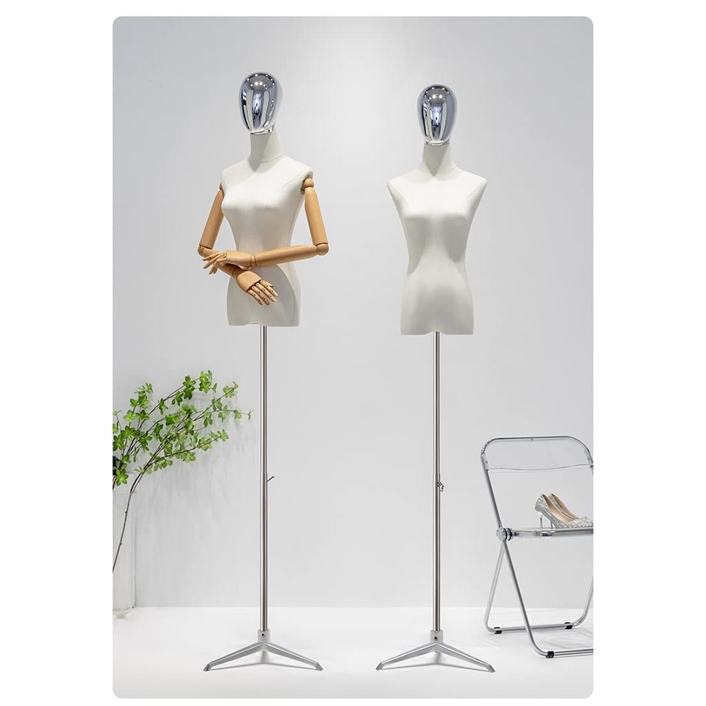 Adjustable Dress Form Mannequin for Women - Medium Size with Tripod, Detachable Head & Arms - Ideal for Sewing, Clothing, Jewelry Display & Craft Projects - Solid Wood Finish