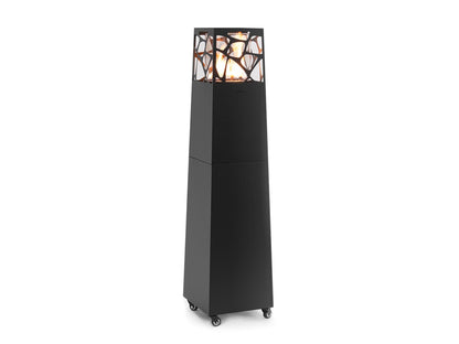 Planika - Pyramid, Modern Patio Heater, Outdoor Fireplace, Garden with cover (Black)