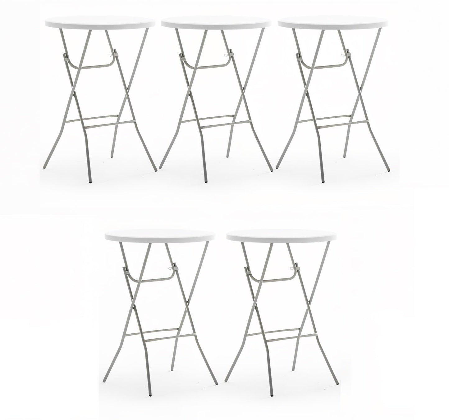 BTExpert 32” Round Bar Height Folding Table Set of 5 – 43” High Top Commercial Plastic Table, White Granite, Portable Heavy-Duty Cocktail Table for Wedding, Party, Event, Indoor Outdoor Use