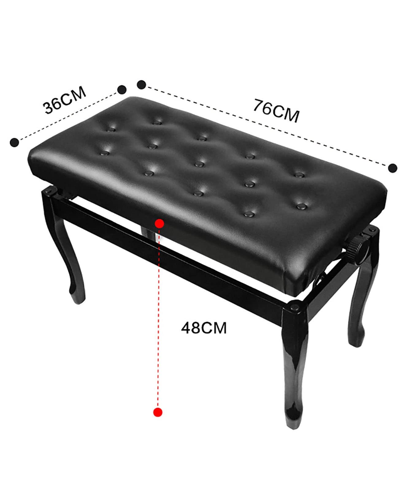 Deluxe Leather Piano Bench with Solid Wood Construction Keyboard Bench Vanity Stool 76 X 35 X 49Cm Black/Brown Color Options Comfortable Seating for Pianists and Musician