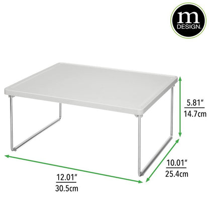 mDesign Metal Stacking Storage Organization for Shelves Inside Cabinets in Kitchen, Pantry, Cupboard, or Fridge/Freezer - Organizer Stand for Food, Plates, Bowls, Mugs, Ligne Collection - Stone Gray
