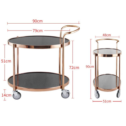 UPGENT 2 Tier Bar Serving Cart Table Kitchen Wine Storage Cart, Serving Trolley with Lockable Wheels for Home,Golden (Silver) (Gold) (Gold)