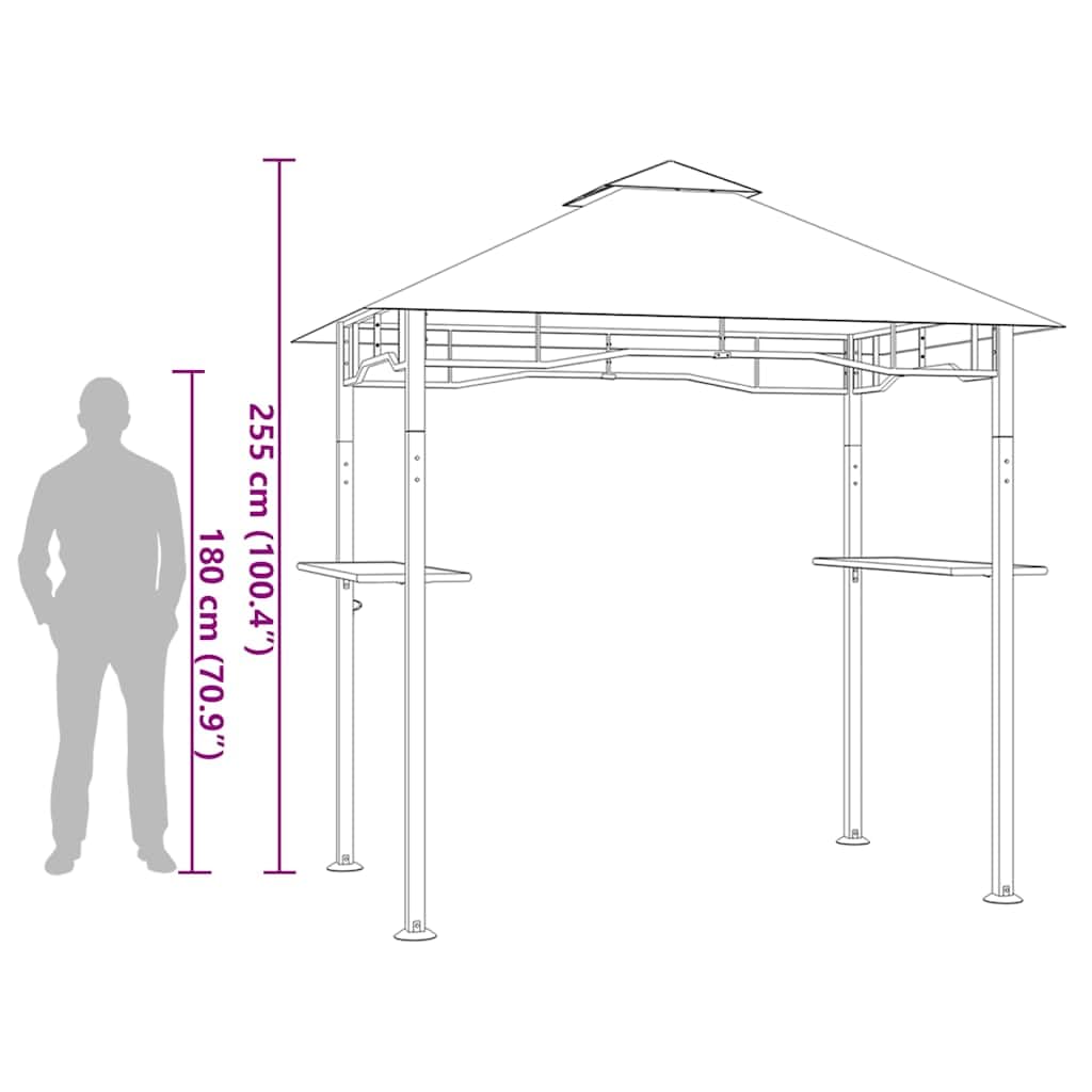 Xhnifbn Large Anthracite BBQ Gazebo Steel Frame Outdoor Patio Canopy Tent 94.5 x 59.1 x 100.4 in Rectangular Matte Grill Shade for Backyard Parties Poolside Gatherings