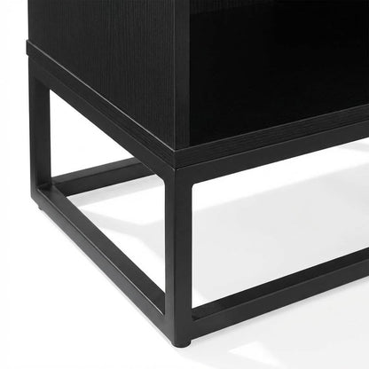 Furnifact Black 4 Cube Record Player Stand with Vinyl Storage, Compact Design, Durable Construction, Ideal for Living Room or Entertainment Area