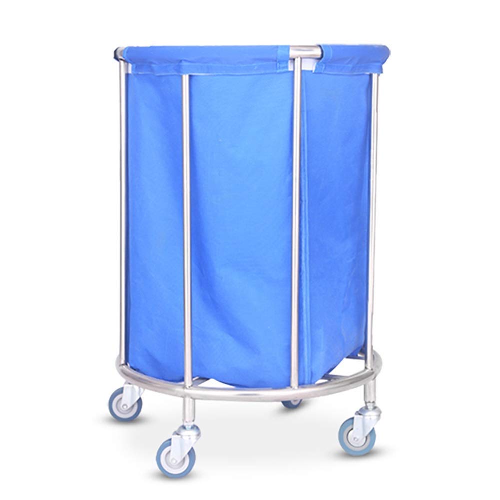 Trolley Storage Hand Trucks,Kitchen Movable Trolleys, Hotel Linen Cart with Rolling Wheels,Round Laundry Sorter Rolling Trolley for Lobby with Movable Cover