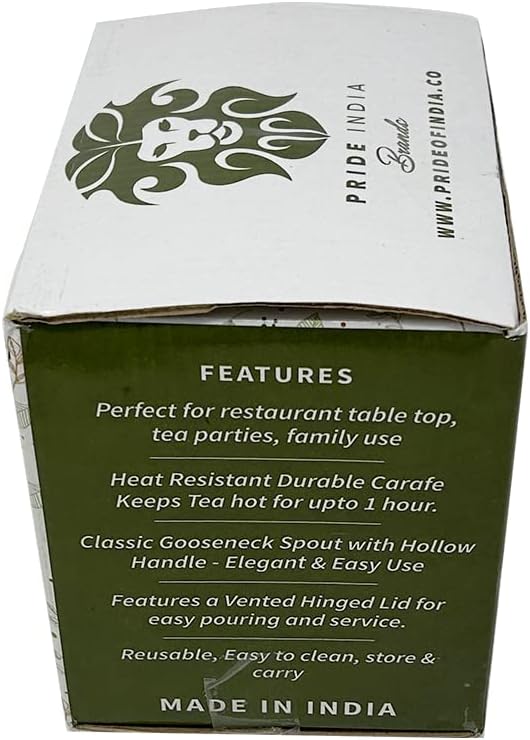 Pride Of India Stainless Steel Gooseneck Tea Pot, 18 Fluid Ounces (2-3 Cups) with Vented Hinged Lid