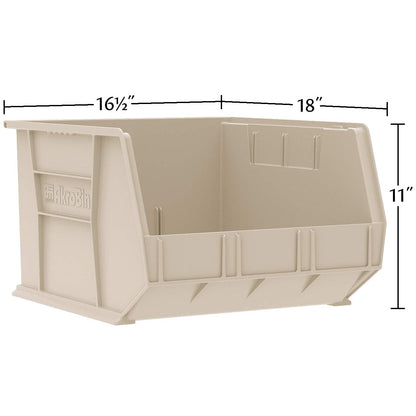 Akro-Mils 30270 AkroBins Plastic Storage Bins, Space-Saving Stackable Bins for Garage, Pantry, Craft Organization, 18" x 16" x 11", Black, 3-Pack