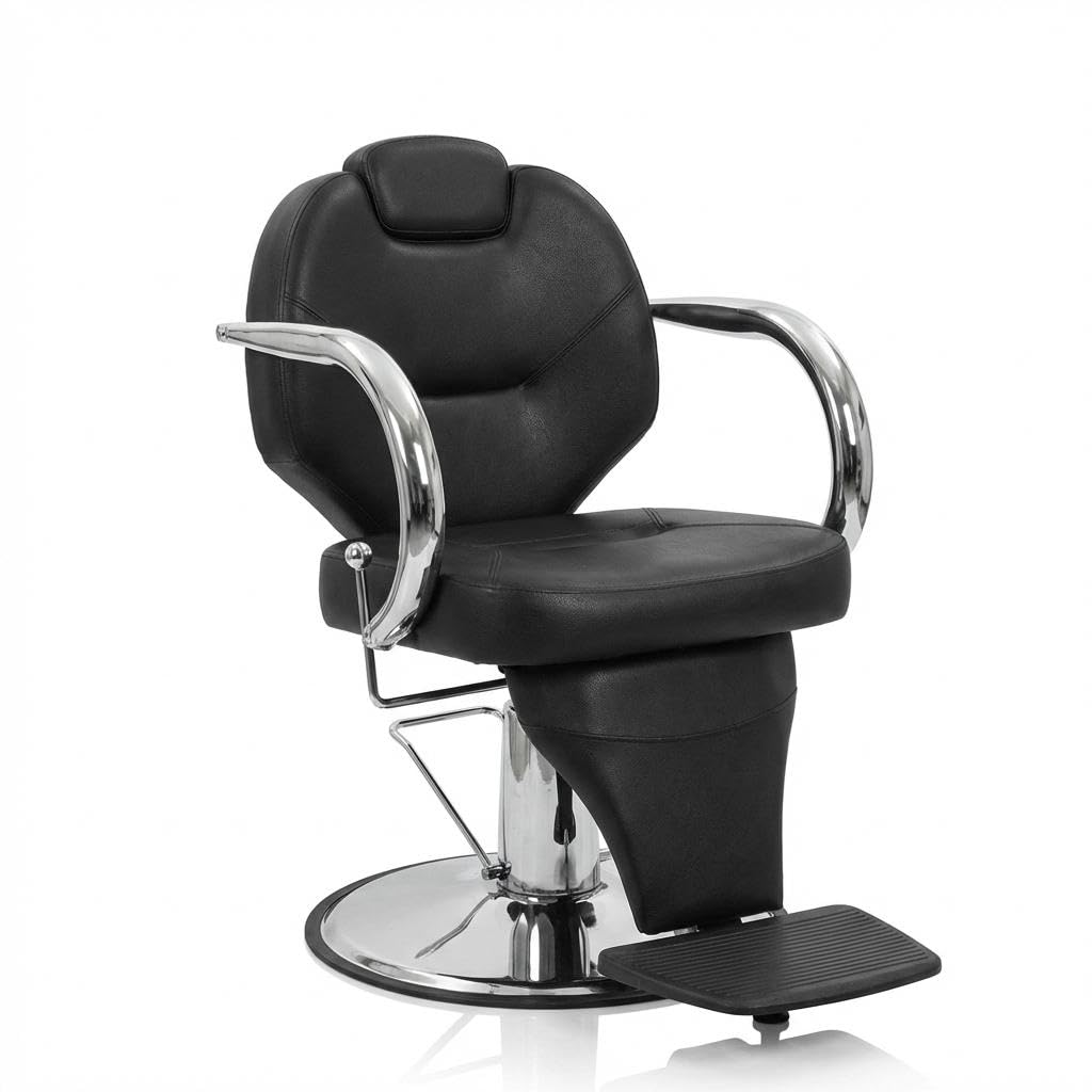 MERXENG Hydraulic Salon Styling Chair, 360° Swivel Recliner Barber Chair with PU Leather Seat, Adjustable Height & Backrest for Hair Salon, Spa, Tattoo, Home Use