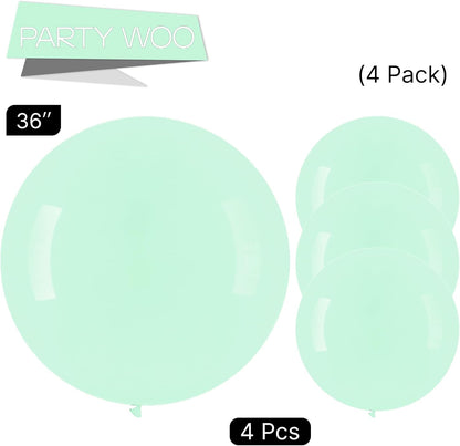 PartyWoo Mint Green Jumbo Balloons - 36 Inch Pastel Green for Birthday, Baby Shower & Graduation Decor