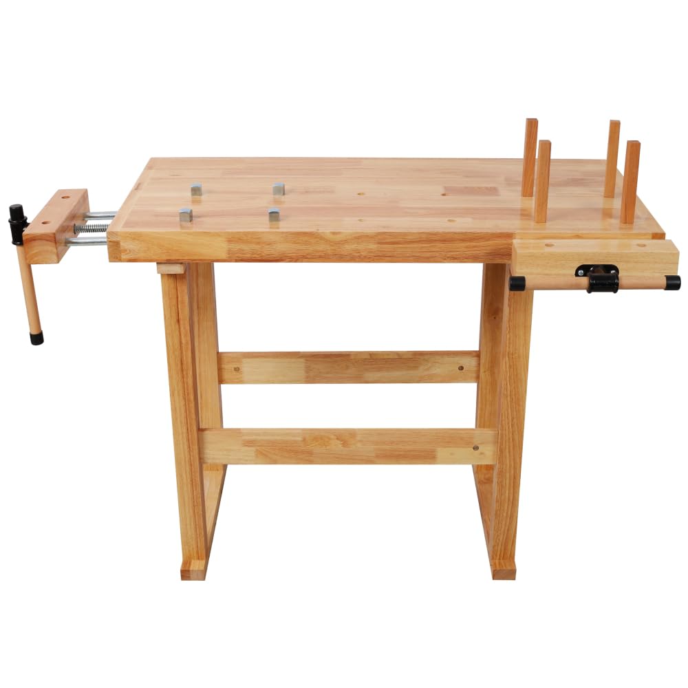 Heavy Duty Woodworking Bench with Adjustable Handle, 40 Inch Workbench with Storage for Garage Workshop, 330 Lbs Capacity