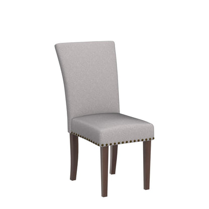 COLAMY Upholstered Parsons Dining Chairs Set of 6, Fabric Dining Room Kitchen Side Chair with Nailhead Trim and Wood Legs - Light Grey
