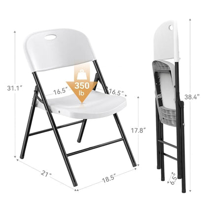 Nazhura 350 Weight Limit Heavy Duty Plastic Folding Chair with Reinfoced Steel Frame for Indoor and Outdoor, Wedding, Party, Restaurant, Meeting Room, Patio and Garden (10, White)