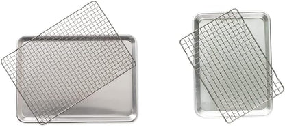 Nordic Ware Half Sheet & Quarter Sheet Set - Nonstick Baking Trays with Grid Design