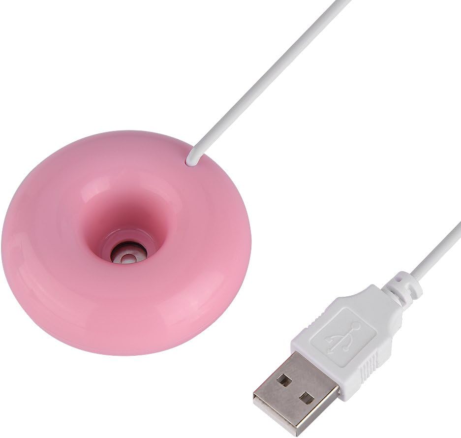 Mini Donut USB Humidifier, Portable Atomization Spray Humidifier for Home Office Car (Roseate)