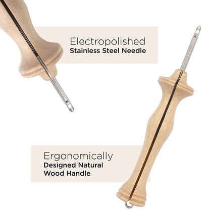 The Oxford Punch Needle #10 (1/4 inch Loop) Fine Point Punch Needle | Patented Design | Ergonomic Natural Wood Handle | Electropolished Steel Tip | Ideal for Rug Hooking