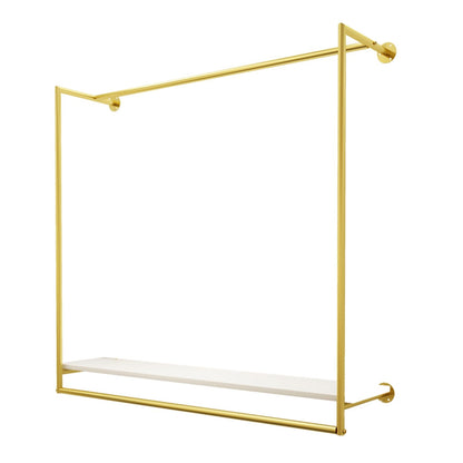 JIANSMZ Wall-Mounted Clothes Drying Rack with Metal Rod & Wooden Shelf Versatile Garment Stand for Retail Display & Home Storage 150x30x100cm Ideal for Exhibition Spaces