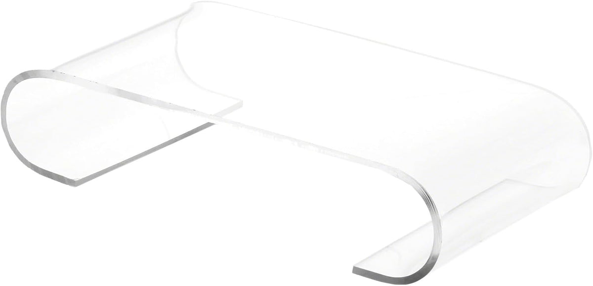 Plymor Clear Acrylic Scroll-Shaped Display Riser, 1.375" H x 6.25" W x 3.5" D