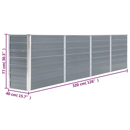 Foknhdi Raised Garden Bed 126"x15.7"x30.3" Grey Galvanized Steel Large Outdoor Planter Box for Patio Lawn Balcony Durable Rust Resistant Flower or Vegetable Planter