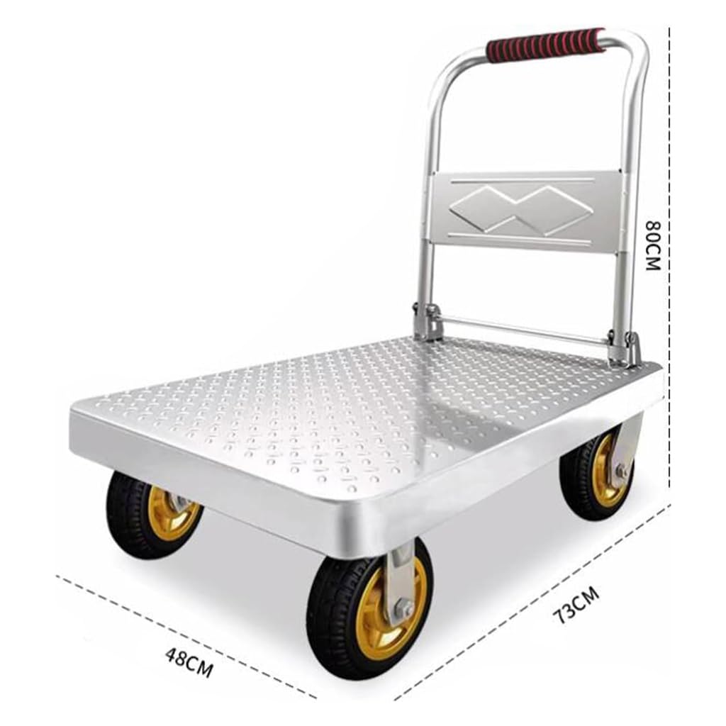 Heavy Duty Foldable Garage Platform Truck Flatbed Dolly Cart with 360° Swivel Wheels Ideal for Moving Groceries Warehouse and Garage Use