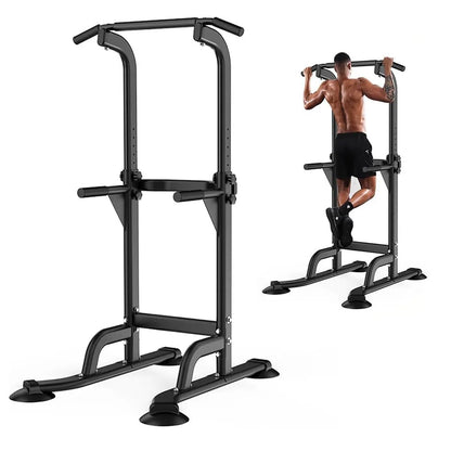 TsoLay Power Tower Pull Up Station, Multi-Functional Strength Training Fitness Workout Station, Pull Up Bar Free Standing with 10 Levels Adjustable Height, for Home Gym Strength Training Workout