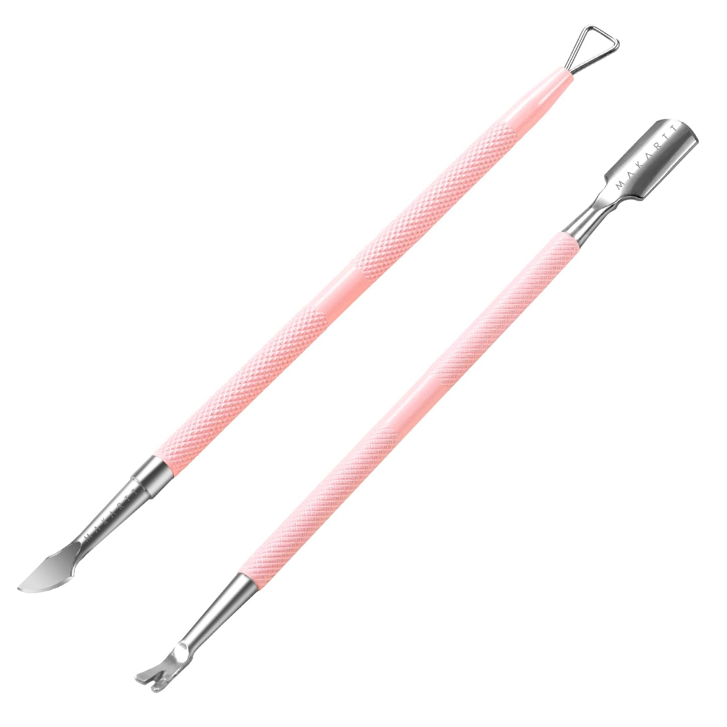 Makartt Cuticle Trimmer with Cuticle Pusher, Silver Nail Trimmer Nail Care Manicure and Pedicure Kit with Stainless Steel Cuticle Nipper and Dual End Nail Pushers for Home Salon Use (Pack of 3 PCS)
