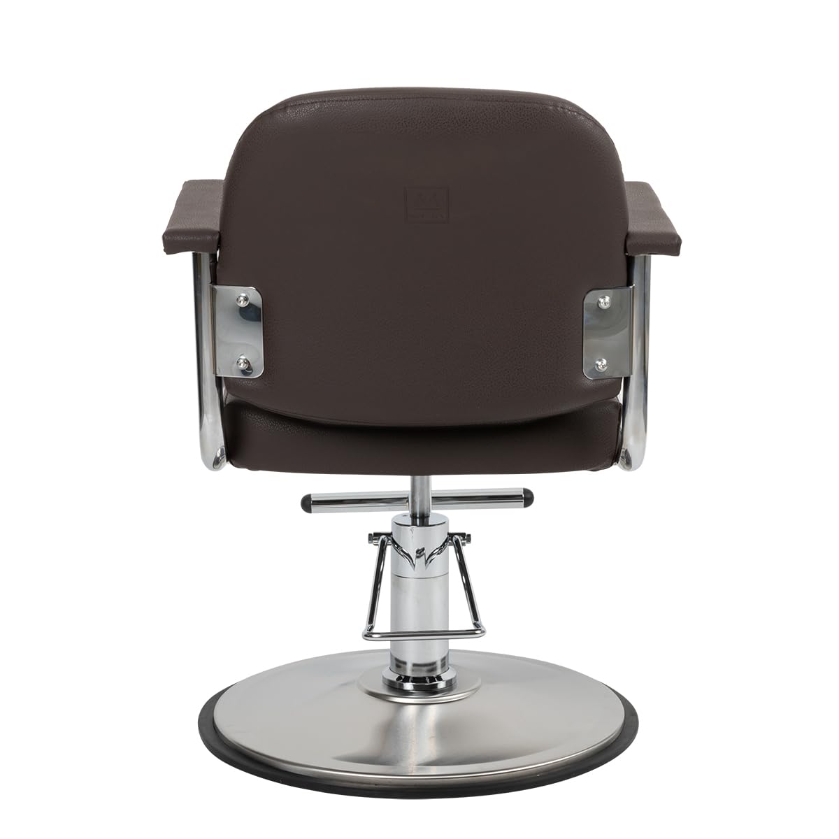 Minerva Beauty Zaria Wide Salon Styling Chair, Round Chrome 360° Swivel Hydraulic (Espresso)