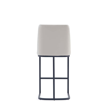 Manhattan Comfort Serena Modern Leatherette Upholstered Counter Stool | Sturdy Metal Frame with Matte Black Finish | High-Density Foam Padding | Elegant Design for Bar and Kitchen, Light Grey