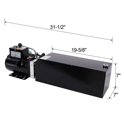 YATON Hydraulic Power Unit Single Acting Pump, Heavy Duty Steel Hydraulic Pump with Safety Relief Valve & SAE#6 Connector, Electric Hydraulic Power Pack for Dump Trailer Lift Gate Car Lift, Black