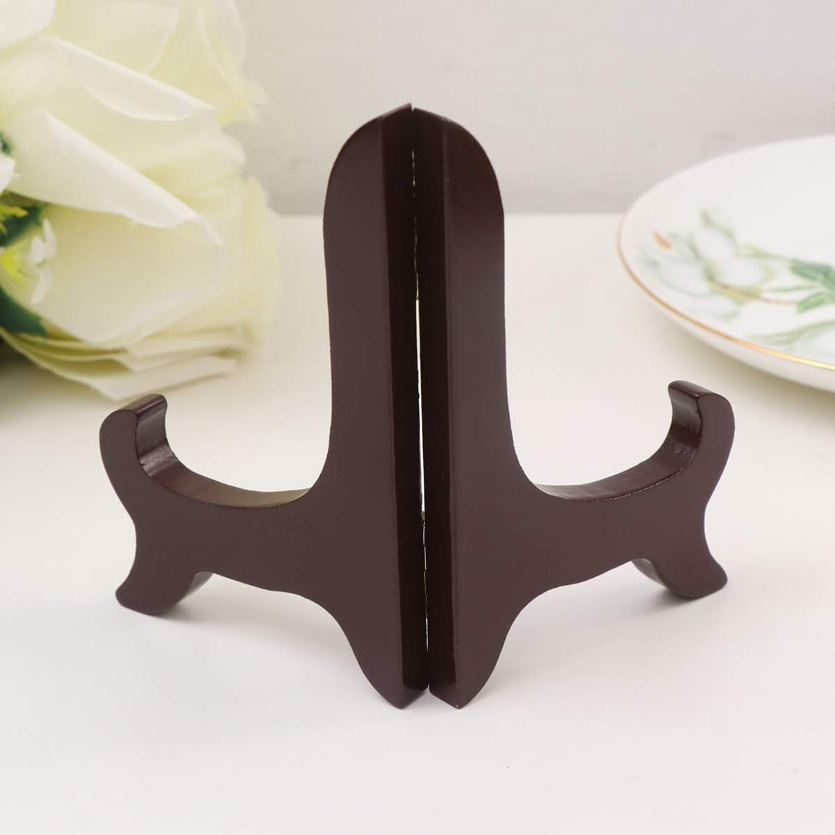 Small Easel Stand for Display, Wooden Plate Stands for Decorative Dish, Tabletop Bowl Display Stand