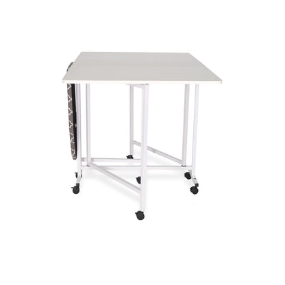 Arrow Millie Folding Cutting Table with Ironing Board – Sewing & Craft Workstation with Storage Shelves