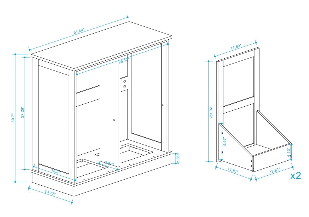 Modern Contemporary Laundry Sorter Cabinet, Two-Compartment Tilt-Out, for Bathroom Living Room Hallway