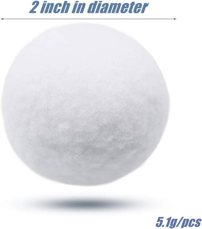 YBB 20 Pack Christmas Fake Snow Balls - 2 Inch Realistic Plush Balls for Winter Decor & Snow Games