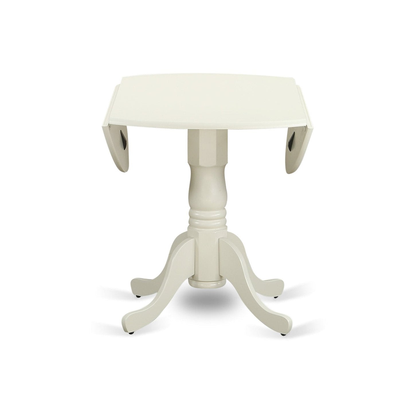 East West Furniture DLBO3-WHI-W 3 Piece Dining Room Table Set Contains a Round Kitchen Table with Dropleaf and 2 Dining Chairs, 42x42 Inch, Linen White