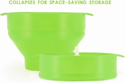Collapsible Silicone Popcorn Popper Bowl with Lid, Microwave Hot Air Popcorn Maker, Silicone Collapsible Bowl