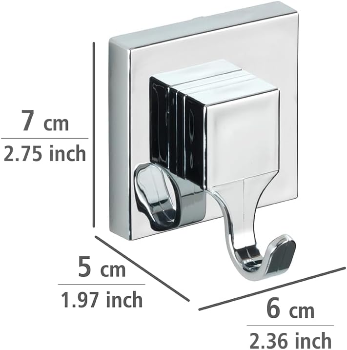 Wenko "Quadro Wall Hooks with Vacuum-Loc - Silver, 2-Piece