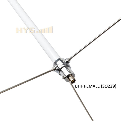 HYS 200W GMRS Base Antenna 5/8 Wave 7.2dBi Pre-Tuned 462-467MHz for Motorola Repeater GR1225 GR500, Midland Anytone Mobile Radio, Fiberglass Omnidirectional