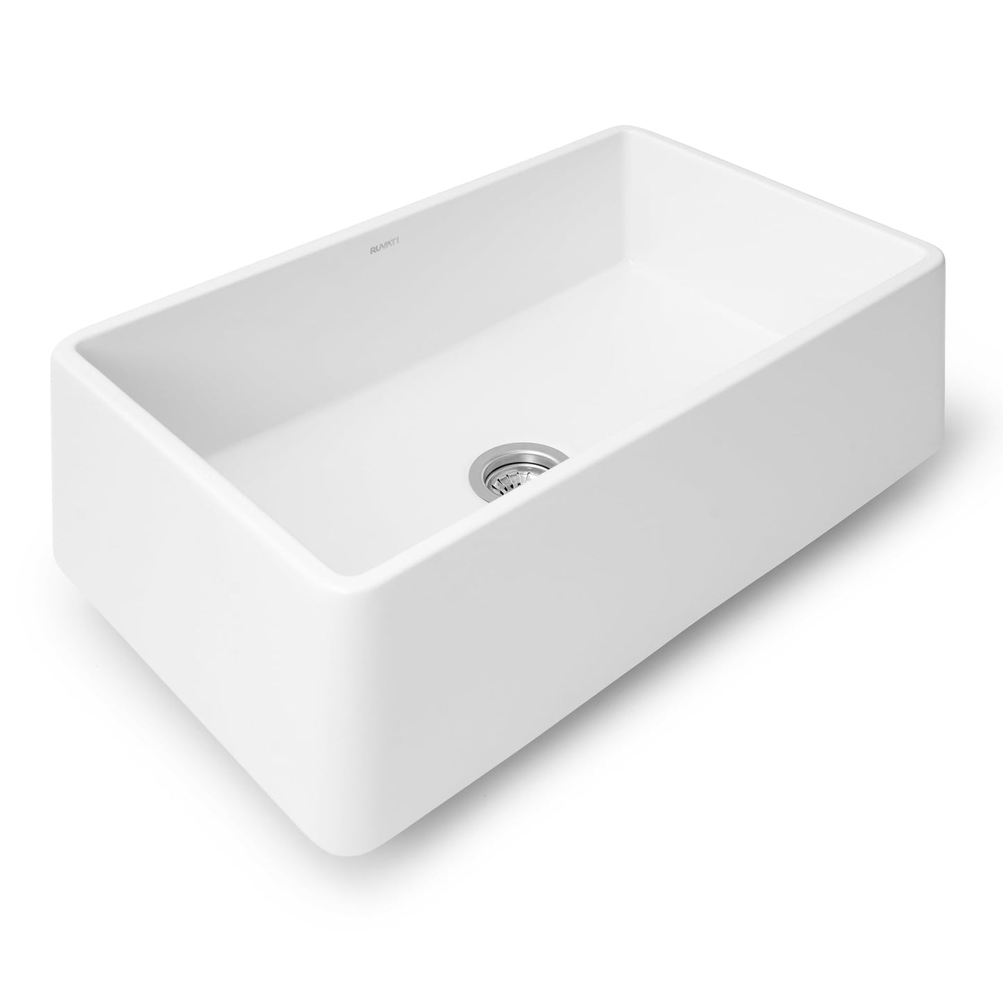 Ruvati 30 x 20 inch Fireclay Reversible Farmhouse Apron-Front Kitchen Sink Single Bowl - White - RVL2100WH