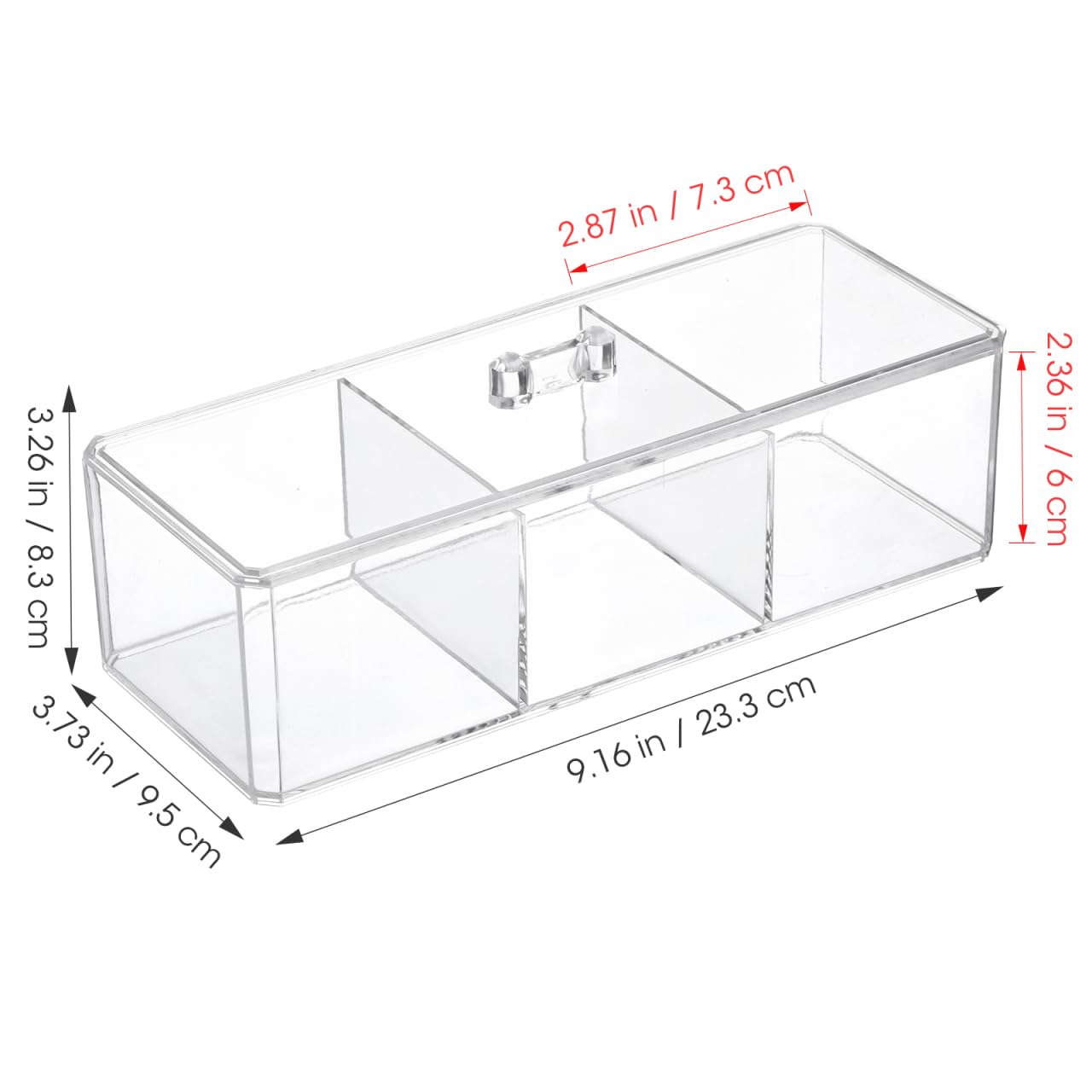 Unomor Tea Bag Organizer Box with Lid - Divided Acrylic Tea Storage Chest 9.17X3.74X3.26In Multi-Compartment Bag Holder for Kitchen Countertop Office and Home