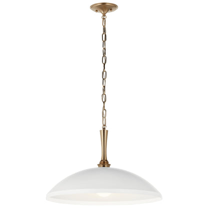 Kichler Delarosa 1-Light Pendant Light Fixture, Traditional Hanging Lamp with White Shade and Champagne Bronze Hardware for Kitchen Island, Dining Room, or Hallway (12.75" x 20.25"), 52638WH