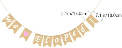 LUOZZY We Eloped Banner, Romantic Love Heart Banner, Proposal Photo Props for Engagement Wedding Party Decorations