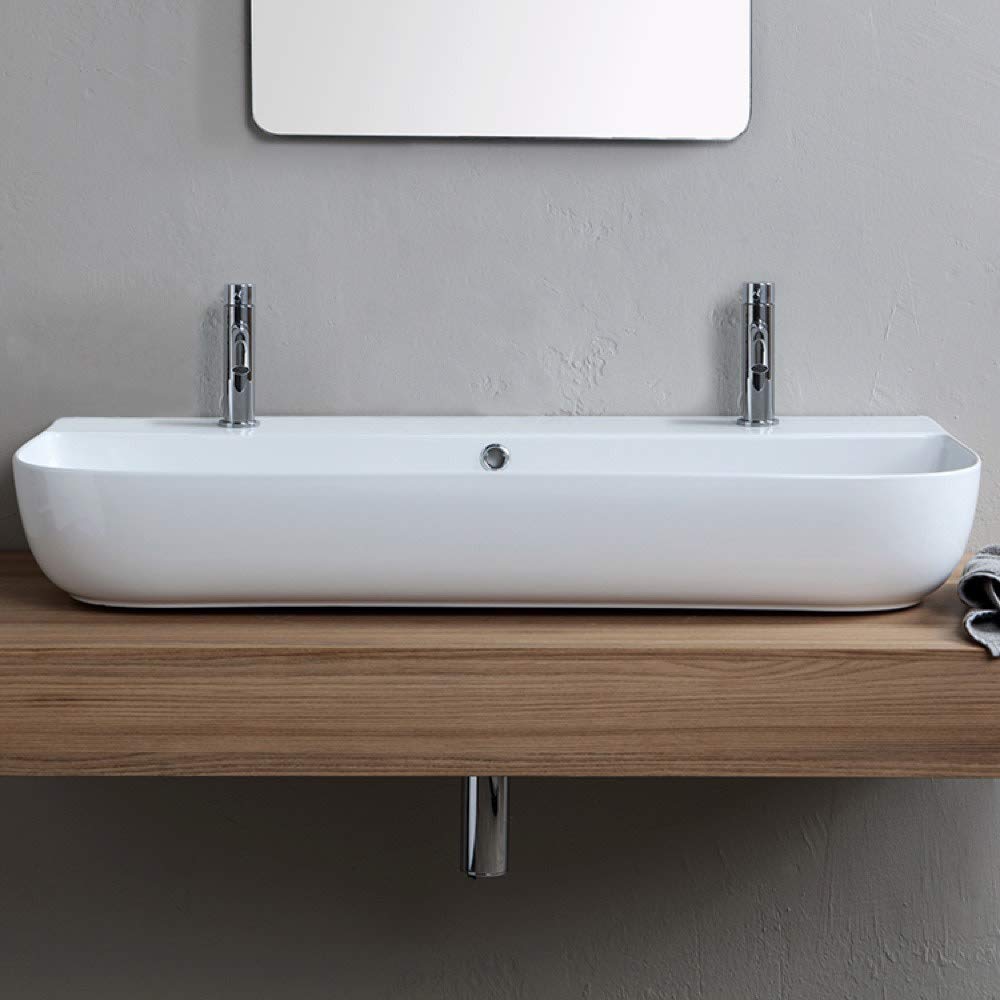 Scarabeo 1813B-Two Hole Bathroom Sink, One Size, White