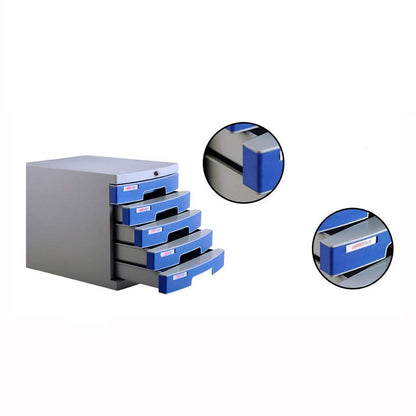 IIPOSAQQ Plastic Cosmetic Drawer Desk Storage Unit Organizer Lockable Drawer Sorter A4 Box for Office (5-Layers Size:12in15.2in12.6in) File Cabinets