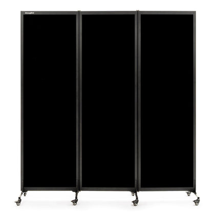 Upgrade Version Room Partition and Divider, Freestanding Rolling Dividers with Wheels,Office Privacy Screen Divider Wall,Classroom Felt Dividers,6'L* 6'7"H,3 Panel,Black