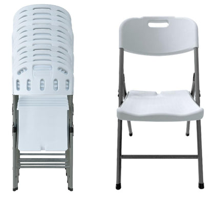 BTEXPERT White Folding Chair Steel Frame Commercial Heavy Duty Foldable Chair Portable HDPE Plastic Seat Event Chair for Indoor Outdoor Wedding Party Picnic Kitchen Dining Church School Set of 12
