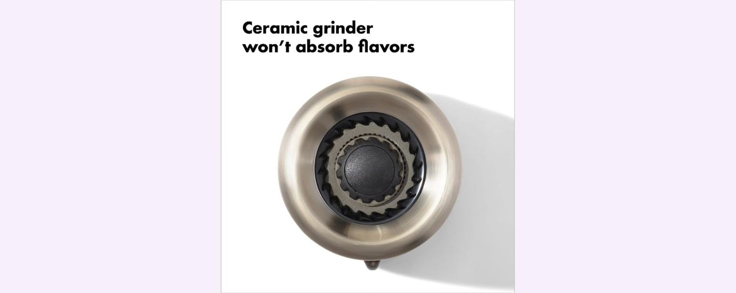 NEW OXO Good Grips Contoured Mess-Free Salt Grinder, Gray, One size