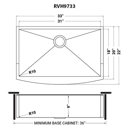 Ruvati Copper Tone 33-inch Apron-Front Farmhouse Kitchen Sink - Matte Bronze Stainless Steel Single Bowl - RVH9733CP