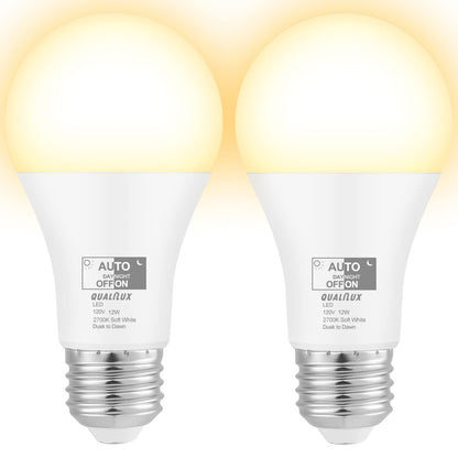 Dusk to Dawn Light Bulbs, Auto On/Off Light Sensing LED Bulbs Outdoor, Vintage Amber, Edison ST19 2-Pack, 6.5W 700LM 60W Equivalent, HQ-H027
