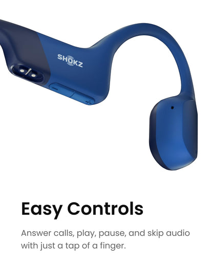 SHOKZ OpenRun, Bone Conduction Headphones,Open-Ear Bluetooth Wireless Sport Headphones for Running & Workout,Sweat Resistant, Long 8H Playtime,Mic,Hair Band-Standard-Blue