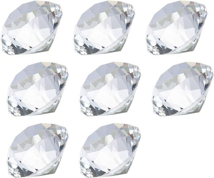 LONGWIN 30mm Crystal Diamond Themed Dinner Party Table Decoration, Pack of 8, Clear